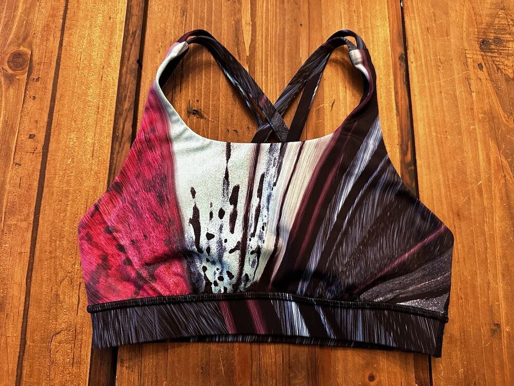 Lululemon Energy Bra Nulux Electrobeam Sports Top Cross Back Pullover Size 4